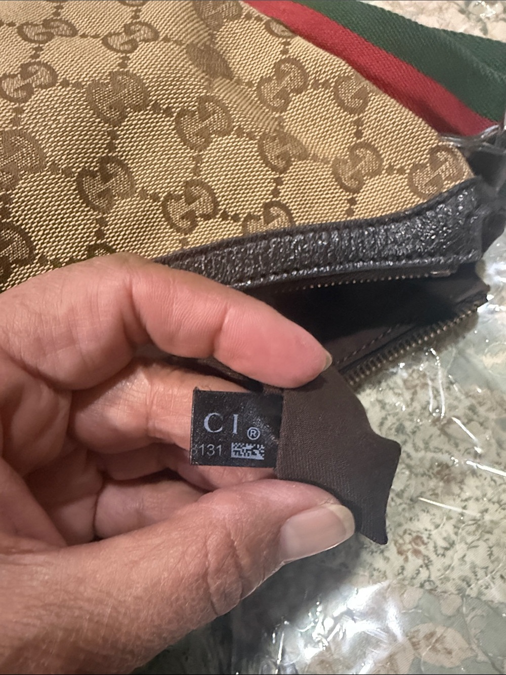 Gucci Beige Brown Monogram Crossbody with Green & Red Web Strap - Picture 16 of 16